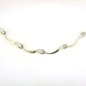 SOLD! New Tom Kruskal Designs Diamond & 14kt Gold Curve Necklace 70”